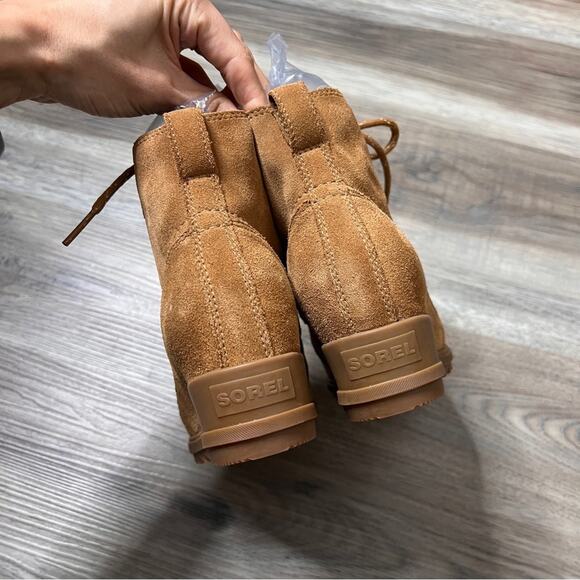 Sorel Evie Lace Camel Brown Suede Wedge Boots size 8.5 - Picture 7 of 10